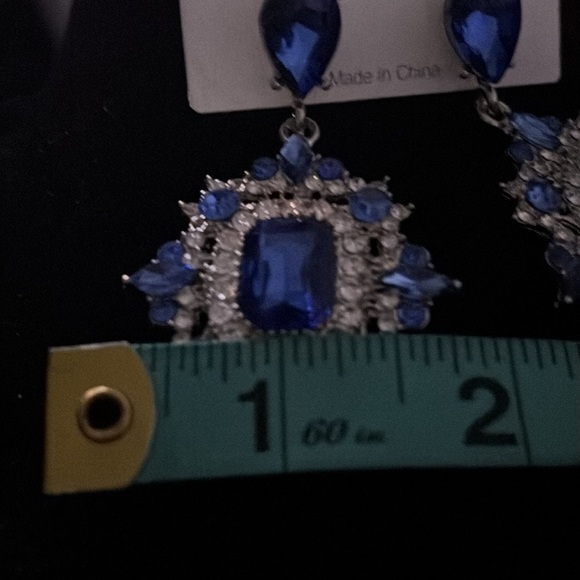 Blue and Silver Crystal Earrings - Picture 6 of 9